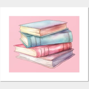 Stack Books Pastel Art Posters and Art